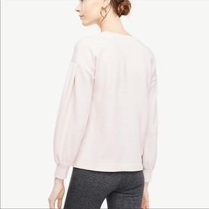 ANN TAYLOR Petite Lantern Sleeve Sweatshirt Pink